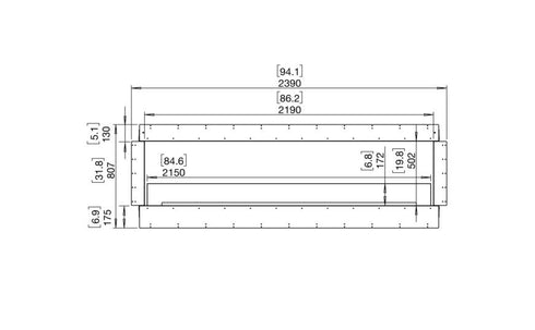 Ecosmart Fire Flex 86DB Double Sided Fireplace Insert - Black Finish / Stainless Steel Burner - ESF.FX.86DB